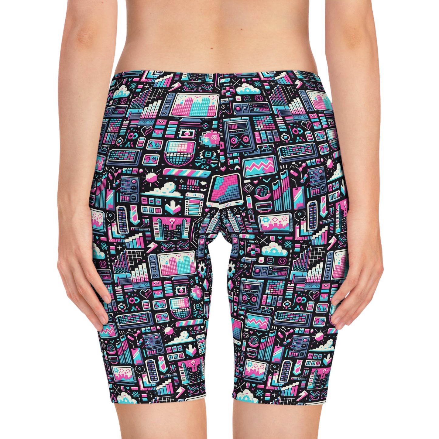 Digital Rebellion Youthful Streetwear with a Rebellious Digital Twist Women's Bike Shorts - 8404 Design-71