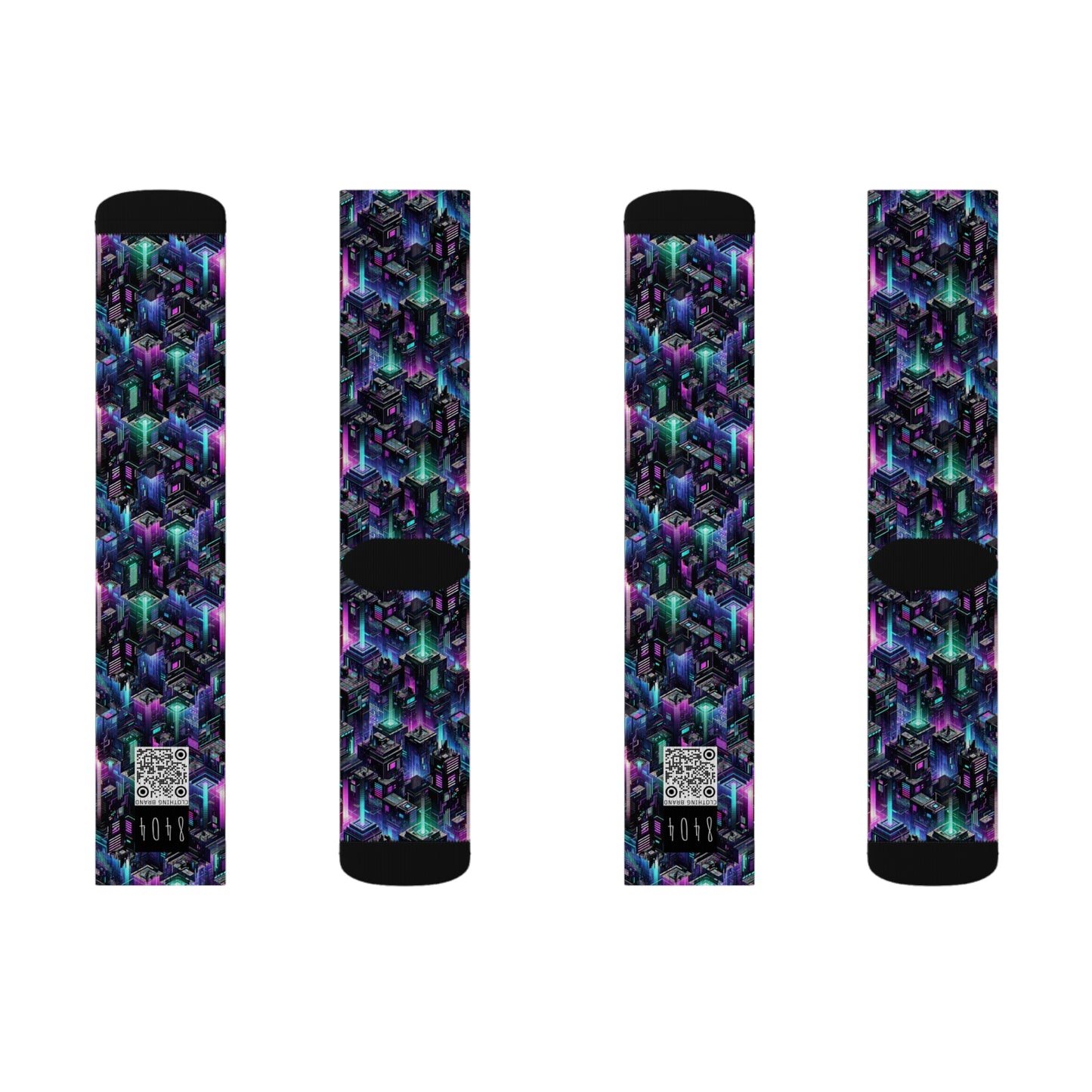 Tech Noir Graphics Futuristic Tech Aesthetics Sublimation Socks - 8404 Design-55