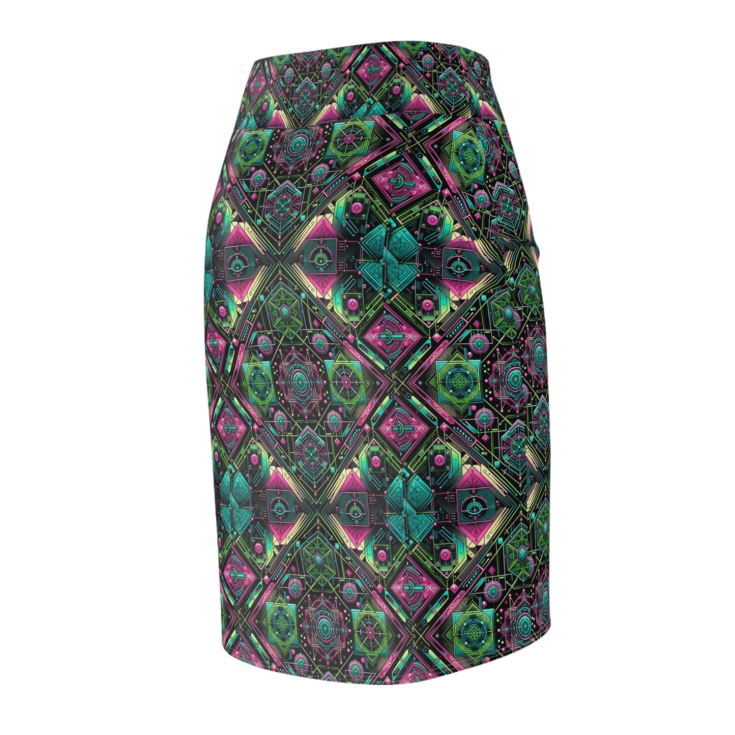 Tech-Infused Graphics Tech-Forward Streetwear Women's Pencil Skirt - 8404 Design-45