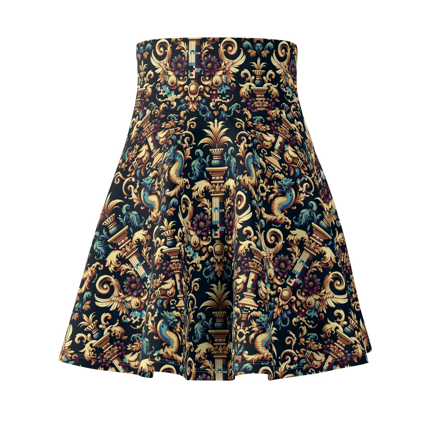 Digital Renaissance Modern Baroque Fusion Women's Skater Skirt - 8404 Design-57