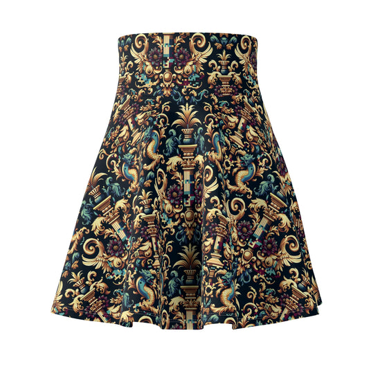 Digital Renaissance Modern Baroque Fusion Women's Skater Skirt - 8404 Design-57