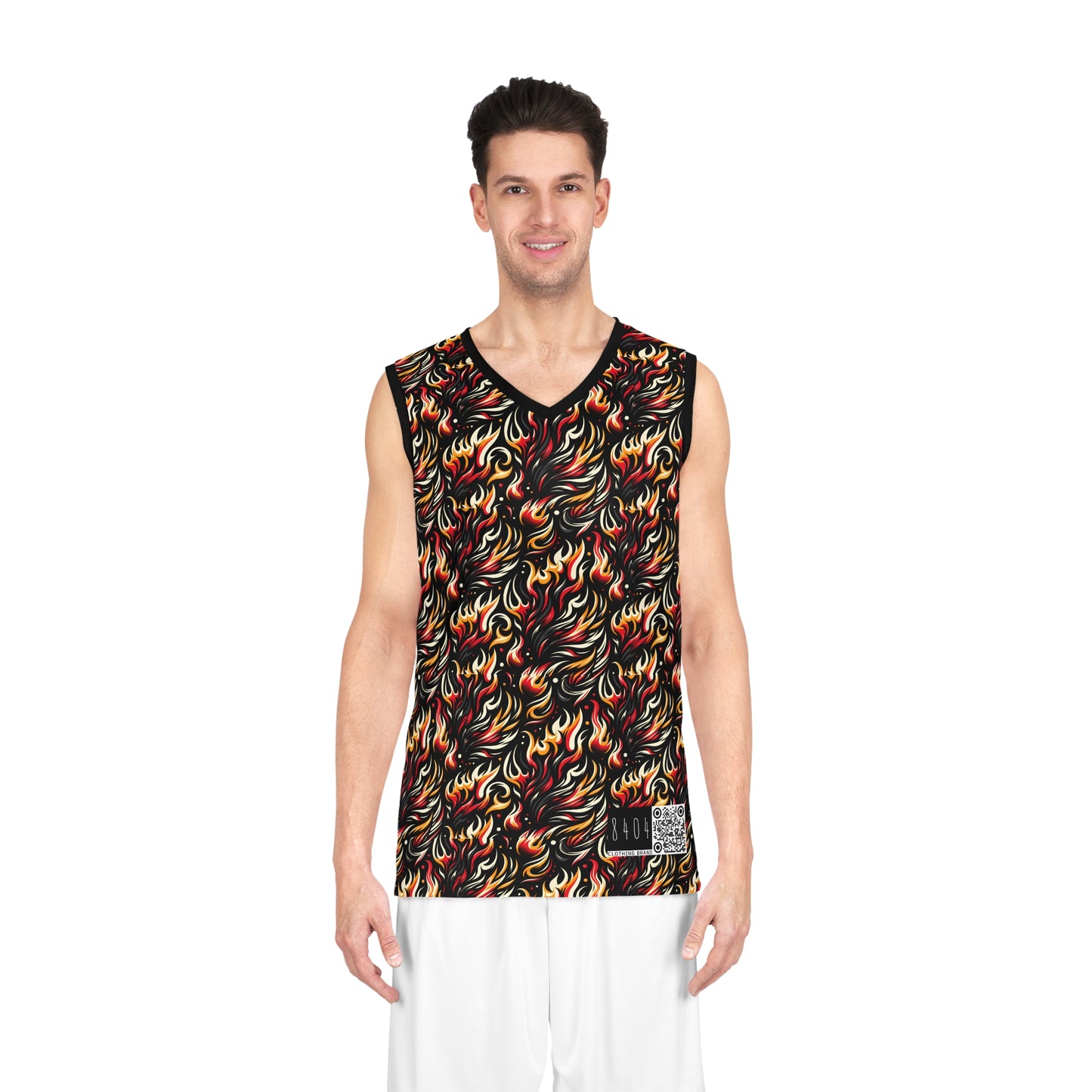 Fire & Flames Bold Streetwear Statement Basketball Jersey - 8404 Design-60