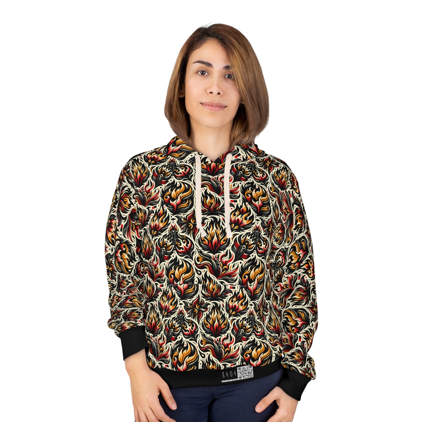 Fire & Flames Bold Streetwear Statement Pullover Hoodie - 8404 Design-57