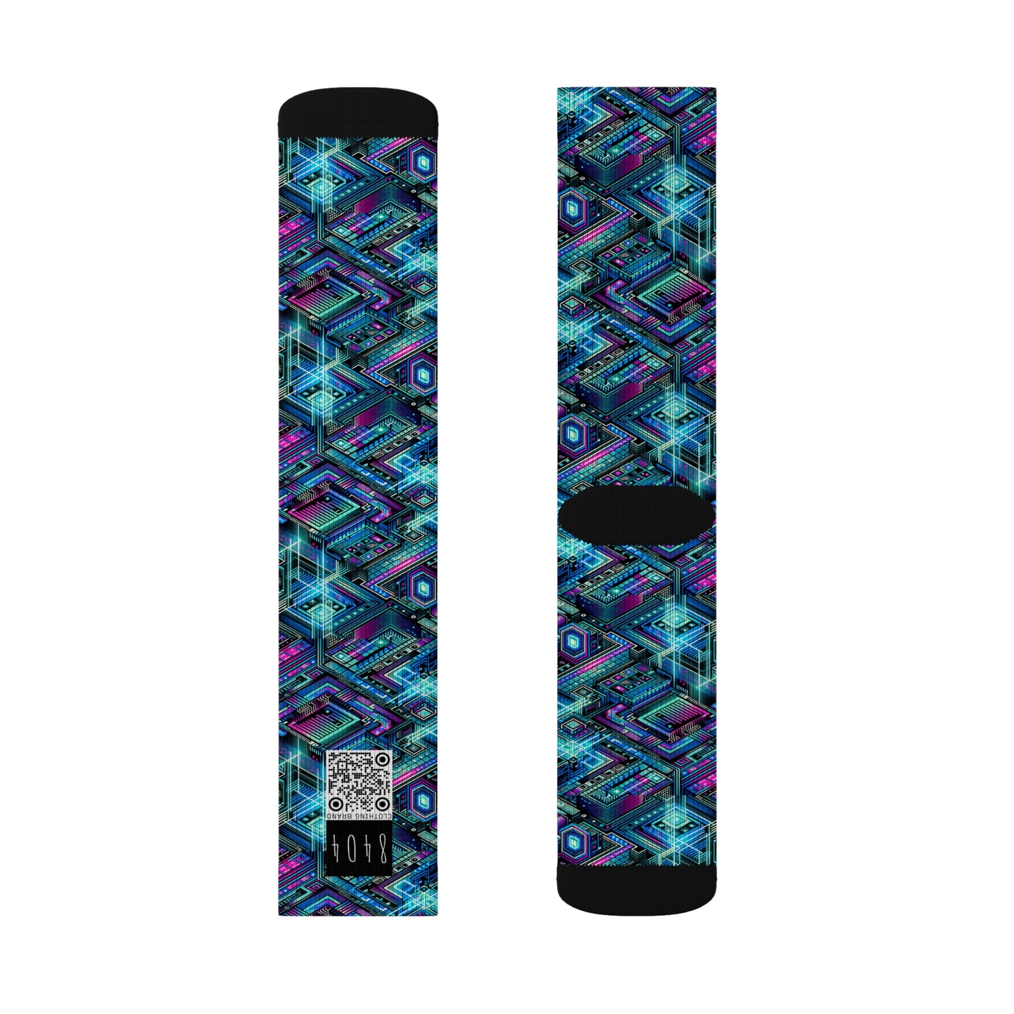 Digital Dreamland Futuristic Tech Aesthetic Sublimation Socks - 8404 Design-42