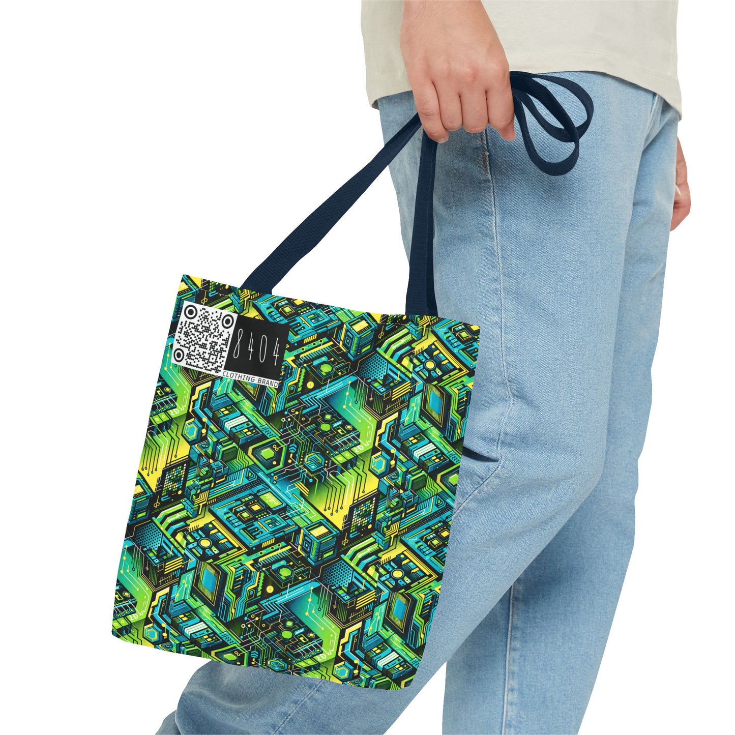 Tech-Infused Neon Tech-Forward Streetwear Tote Bag - 8404 Design-38