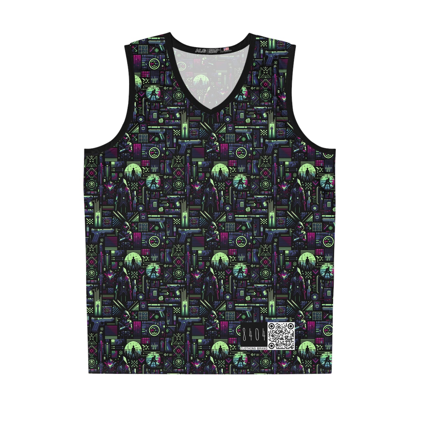 Tech Noir Futuristic Cyberpunk Basketball Jersey - 8404 Design-63