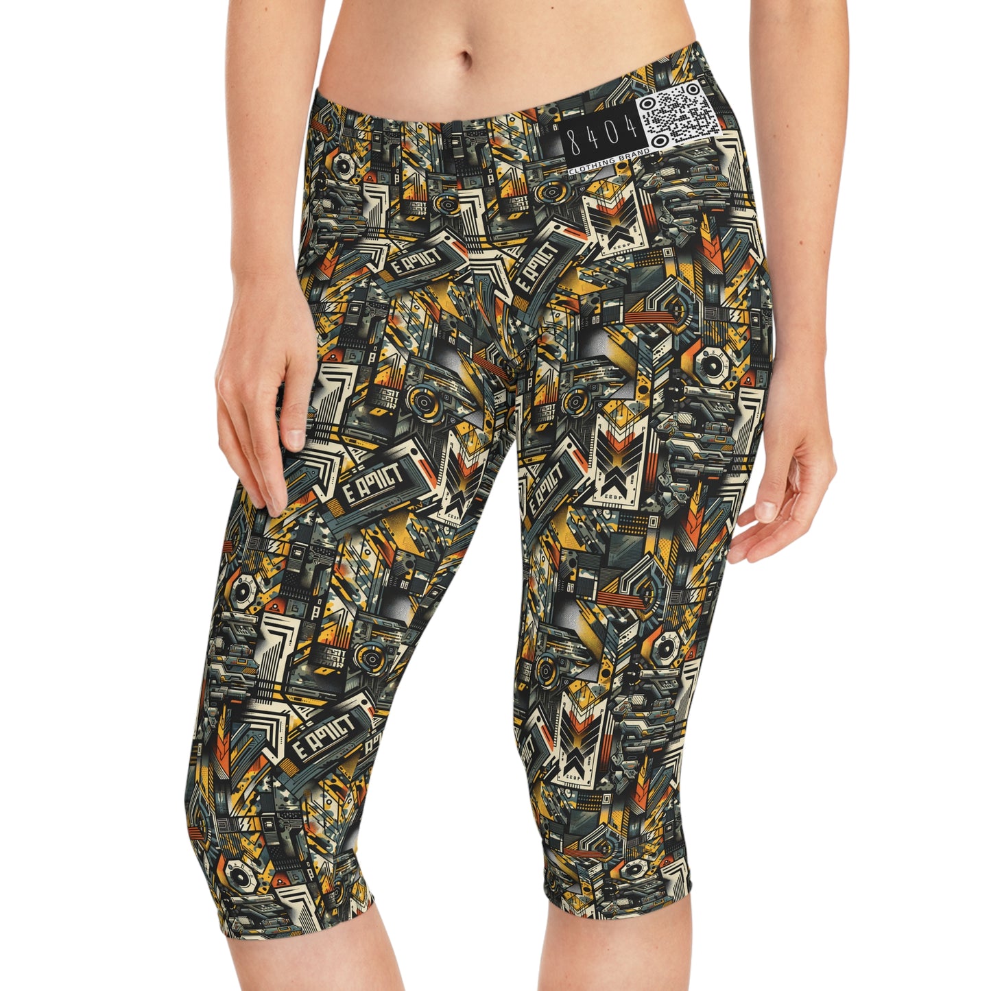 Digital Punk Futuristic Grunge Women's Capri Leggings - 8404 Design-49