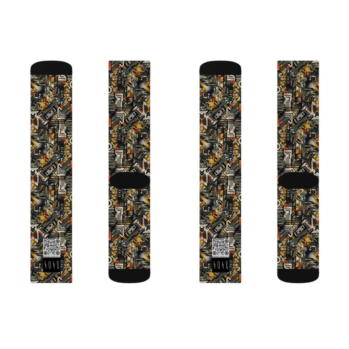 Digital Punk Futuristic Grunge Sublimation Socks - 8404 Design-49