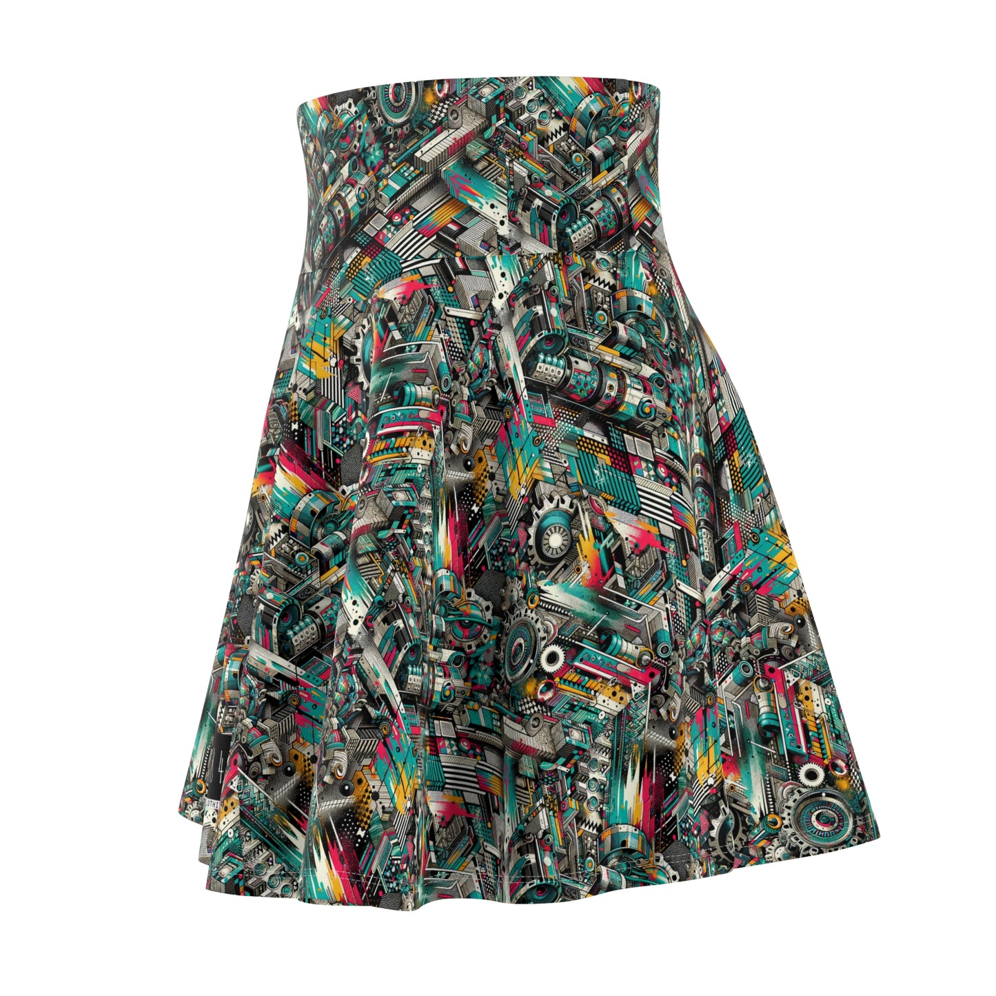 Urban Graffiti Fusion Eclectic Street Art Meets Modern Tech Culture Women's Skater Skirt - 8404 Design-51