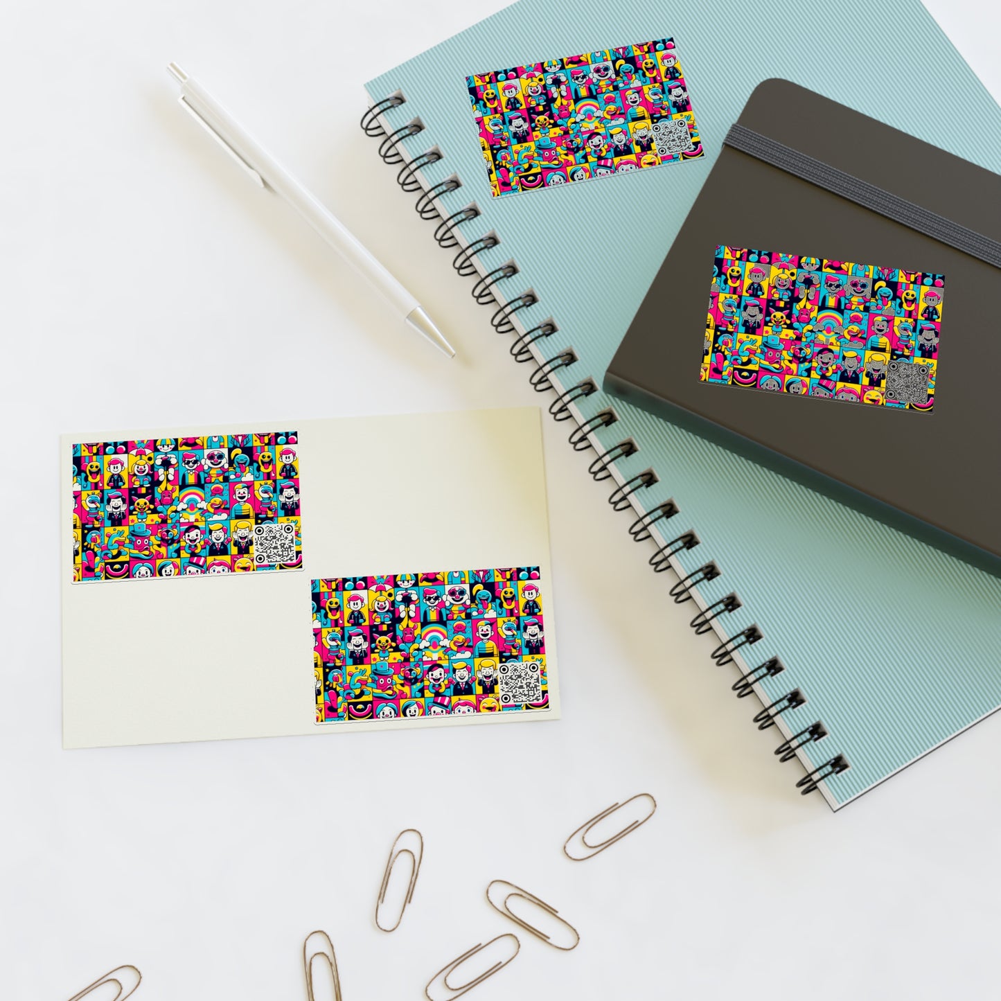 Neon Pop Playful Pop Culture Mashup Sticker Sheets - 8404 Design-60