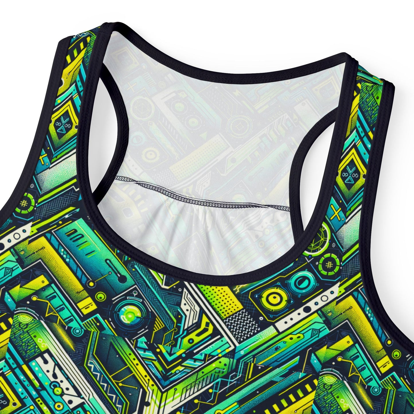 Tech-Infused Neon Tech-Forward Streetwear Women's Tank Top - 8404 Design-52