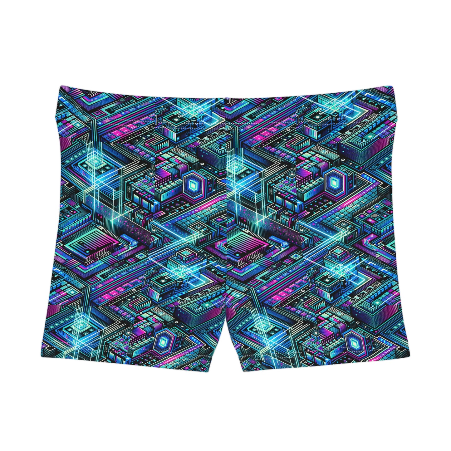 Digital Dreamland Futuristic Tech Aesthetic Women's Shorts - 8404 Design-42