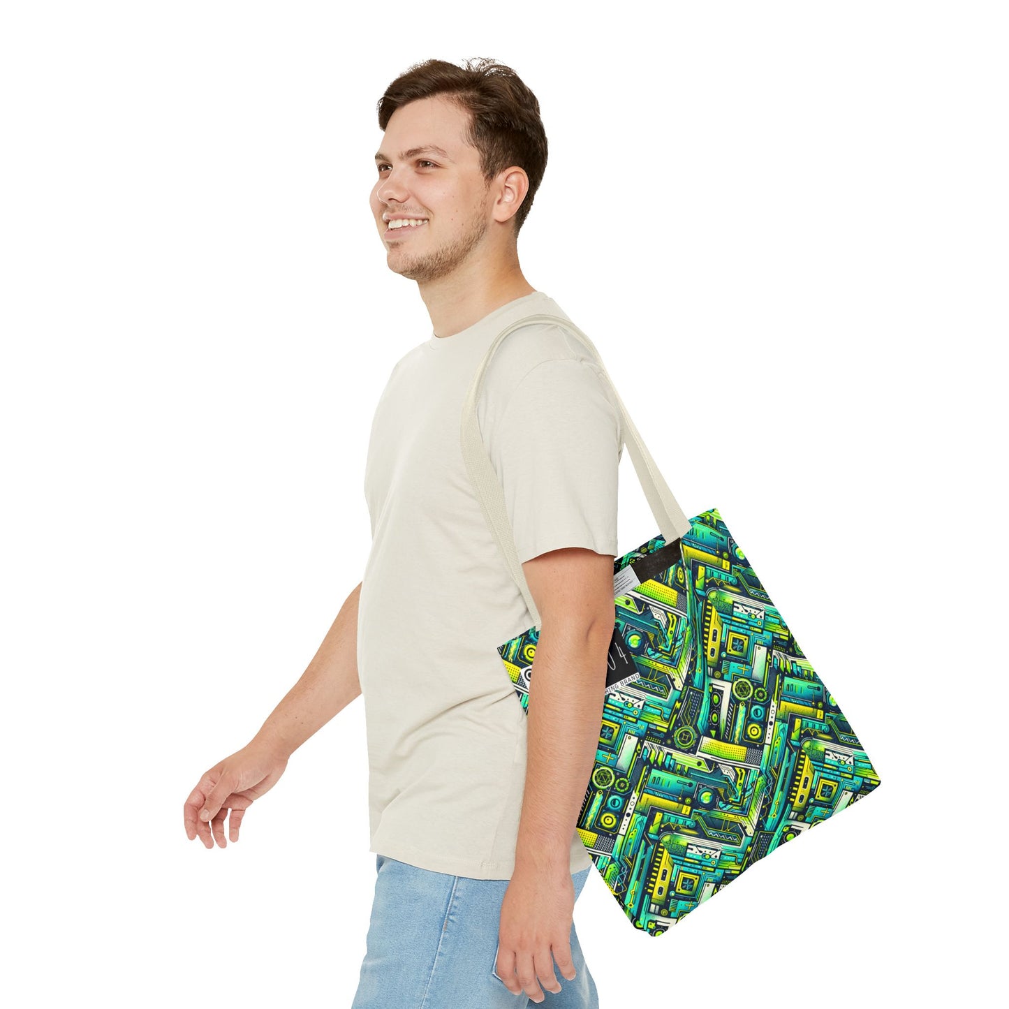 Tech-Infused Neon Tech-Forward Streetwear Tote Bag - 8404 Design-52
