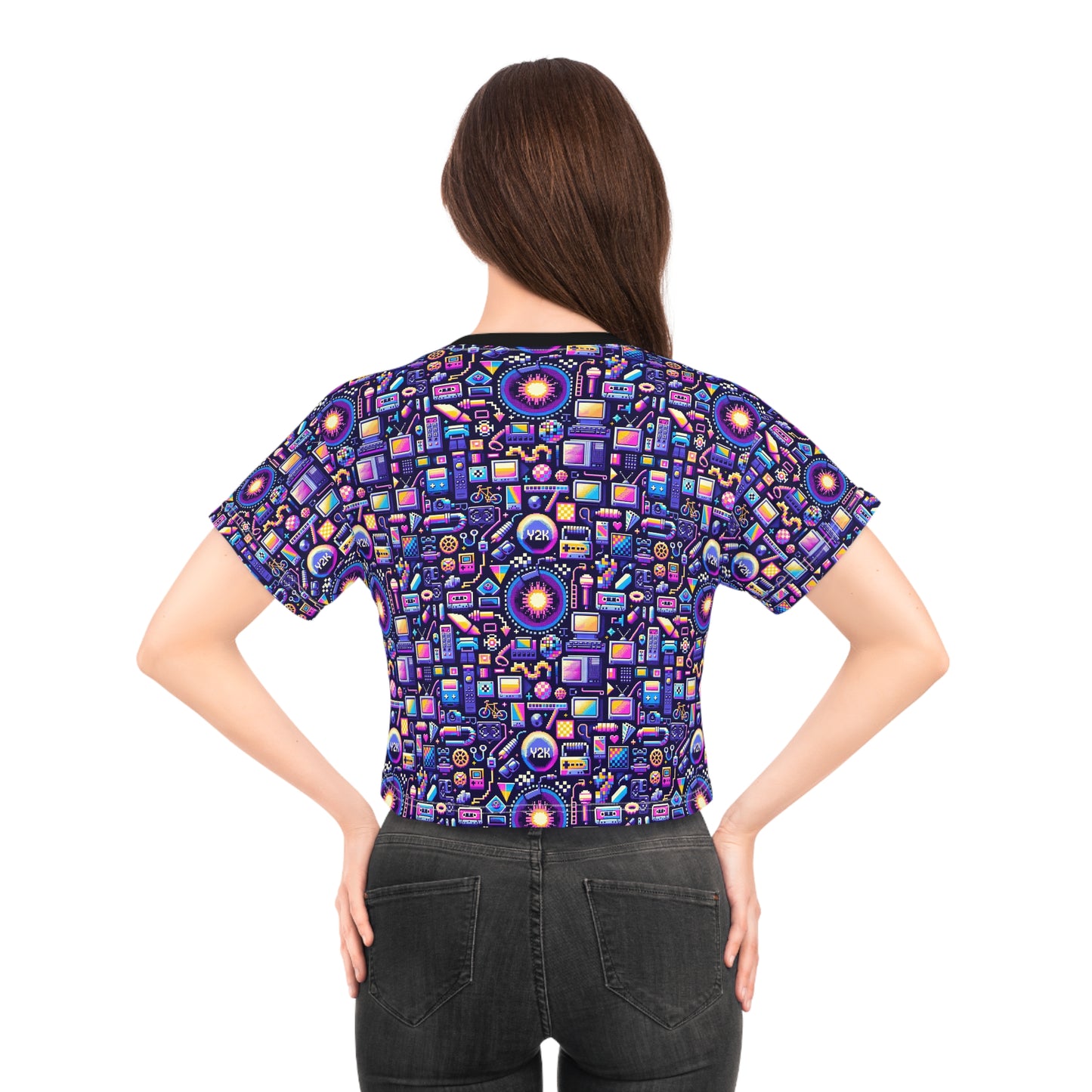Digital Nostalgia Modern Retro Fusion Crop Tee - 8404 Design-64
