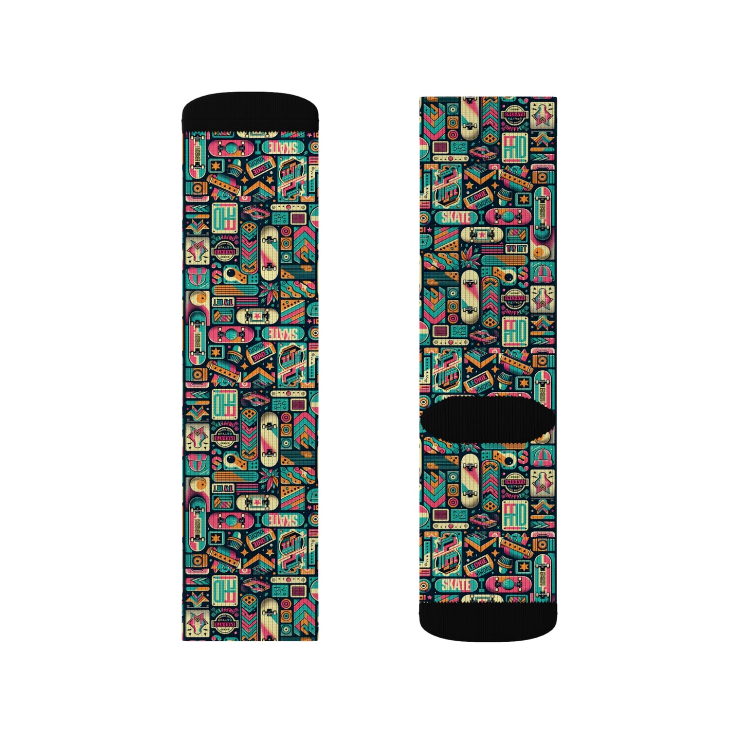 Skate Culture Revival Urban Retro Cool Sublimation Socks - 8404 Design-61