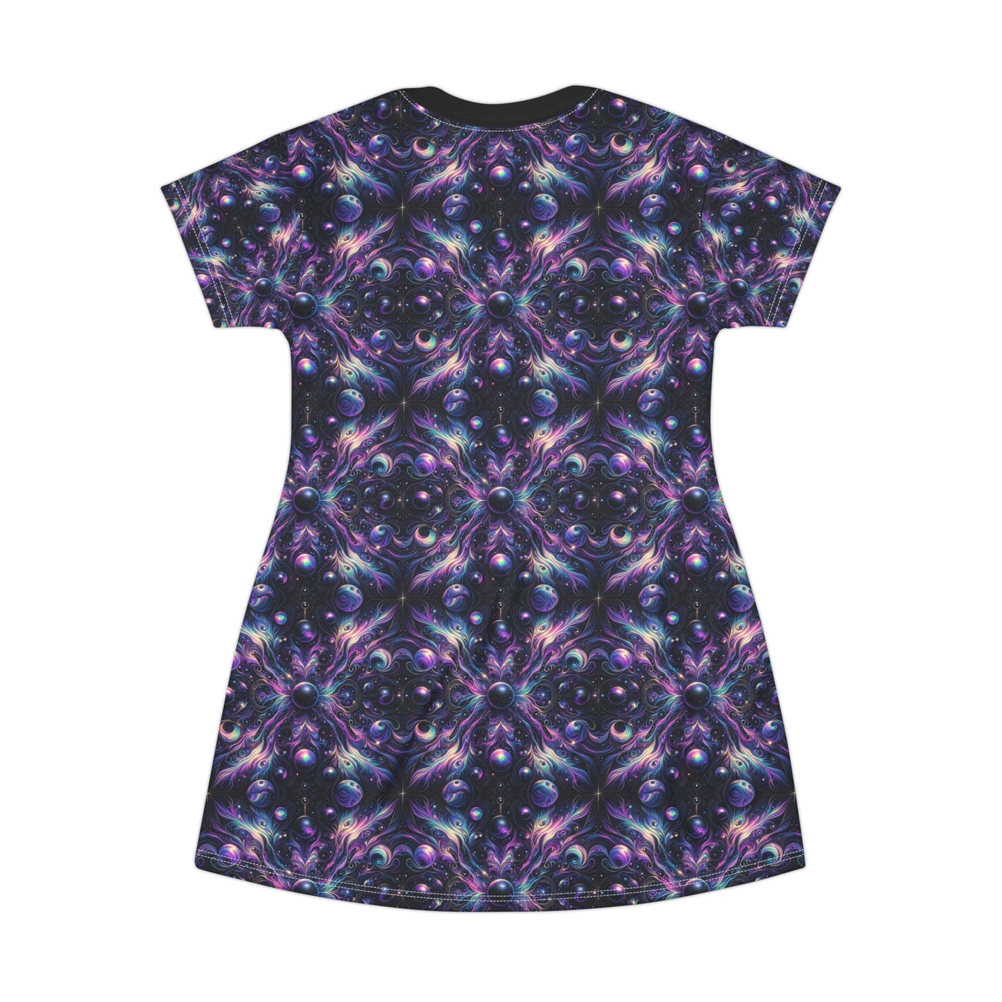 Galactic Hues Tech-Forward Cosmic Fusion T-Shirt Dress - 8404 Design-41