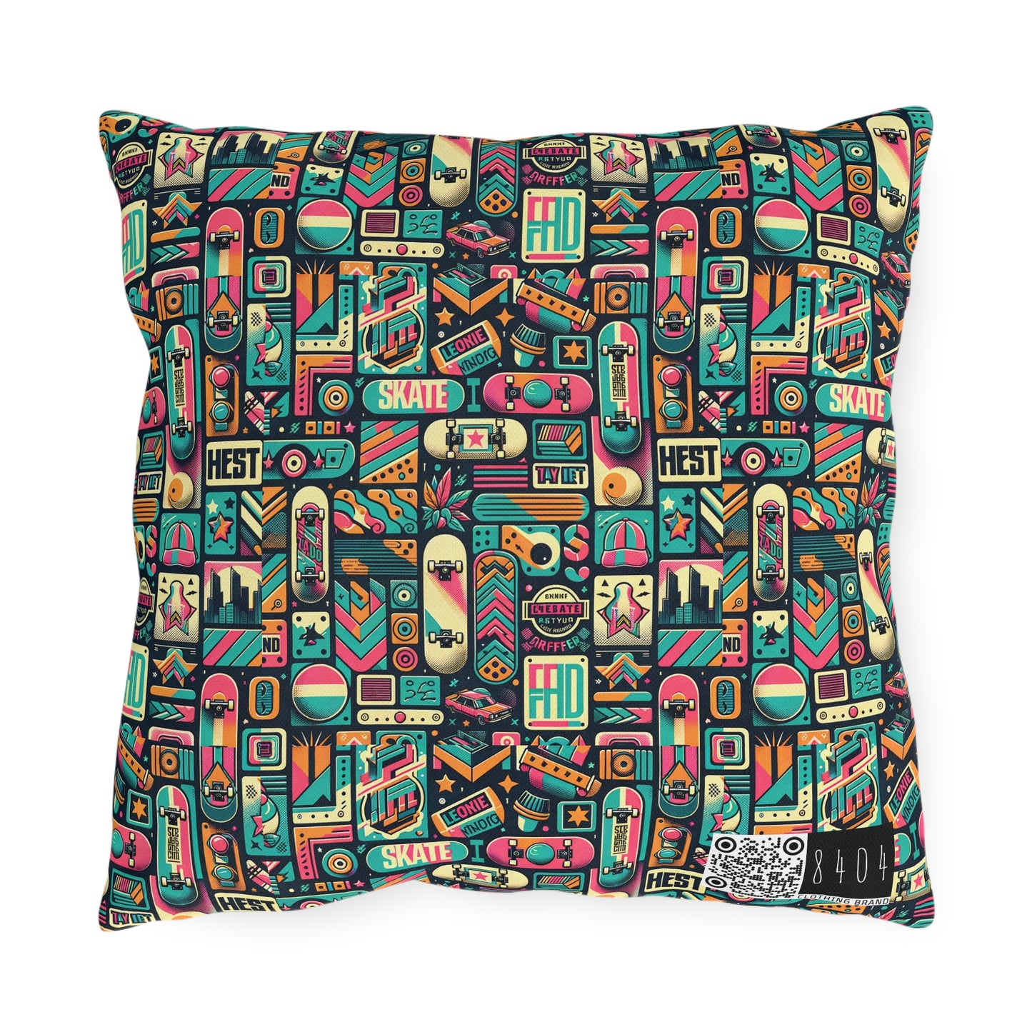 Skate Culture Revival Urban Retro Cool Outdoor Pillow - 8404 Design-61