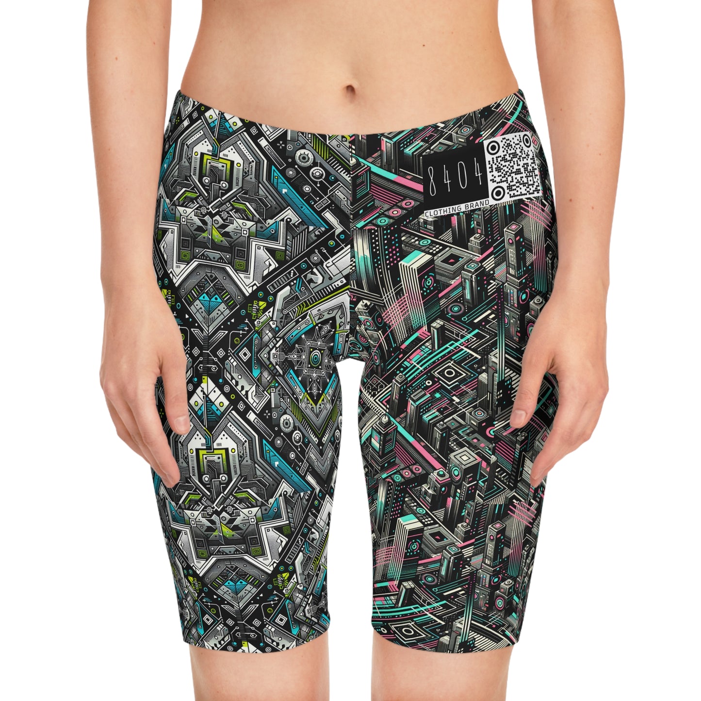 Digital Dreamland Tech-Inspired Streetwear Women's Bike Shorts - 8404 Design-51