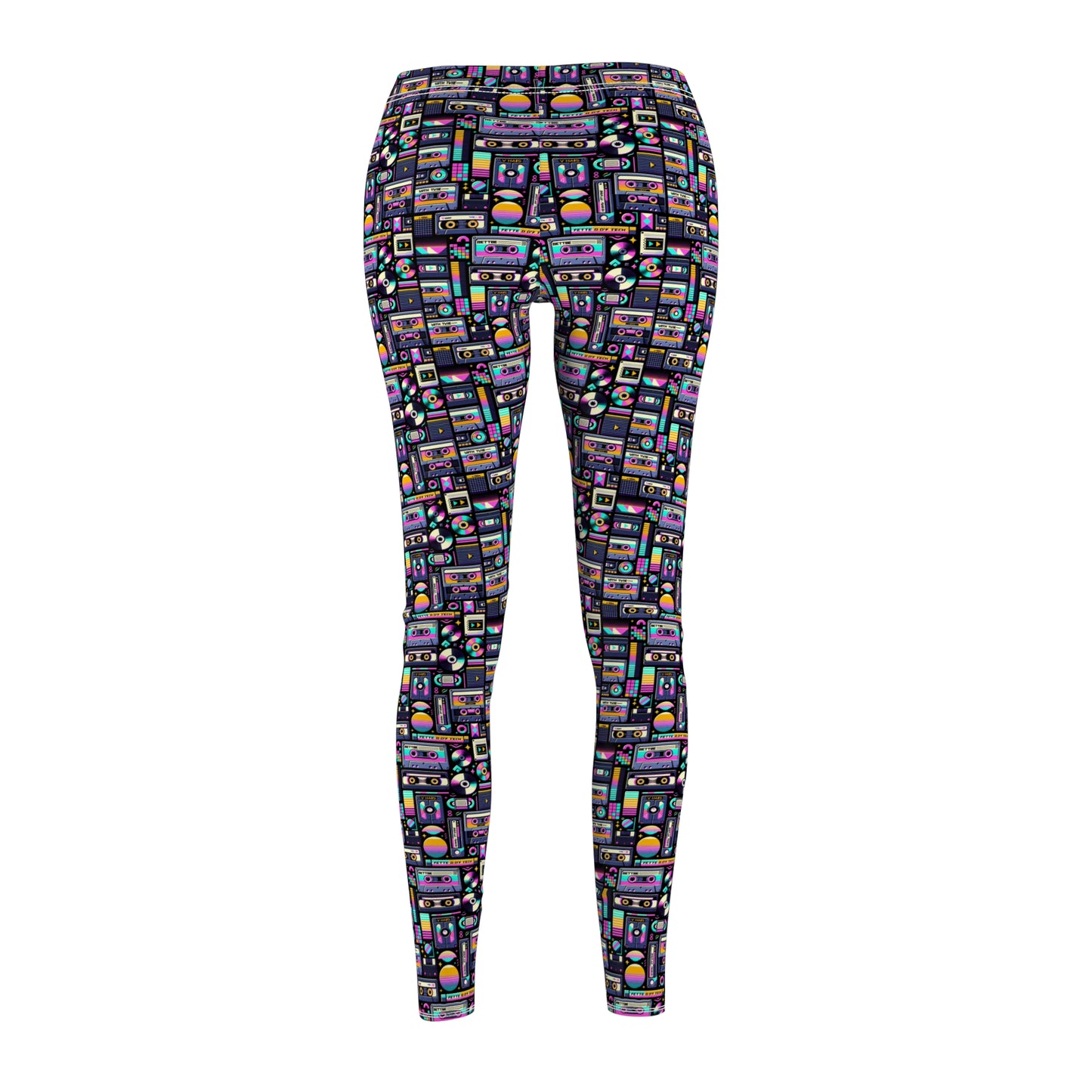 Digital Nostalgia Tech-Inspired Retro Fusion Women's Cut & Sew Casual Leggings - 8404 Design-48