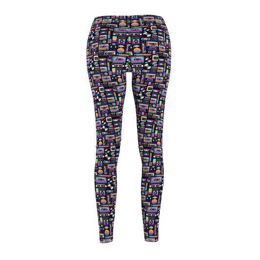 Digital Nostalgia Tech-Inspired Retro Fusion Women's Cut & Sew Casual Leggings - 8404 Design-48