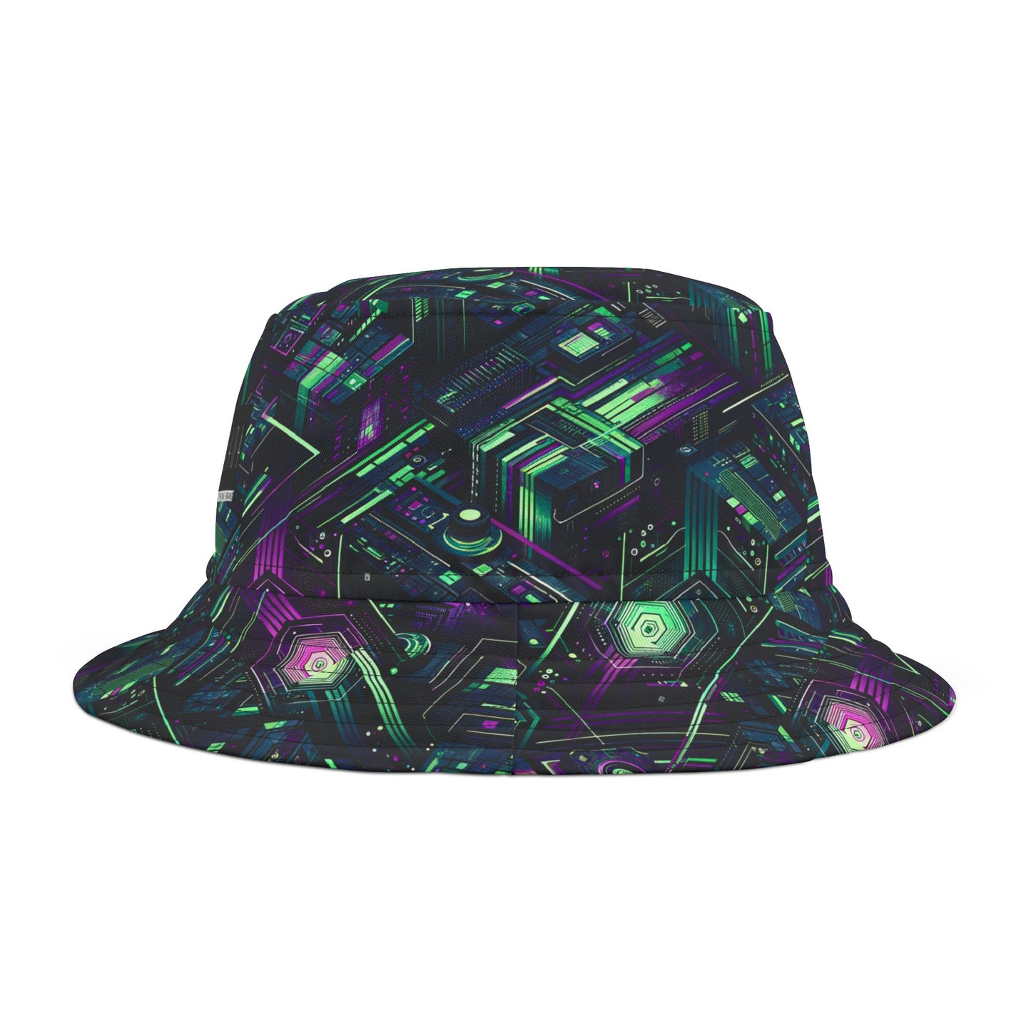 Tech Noir Aesthetics Tech-Forward Urban Dystopia Bucket Hat - 8404 Design-43