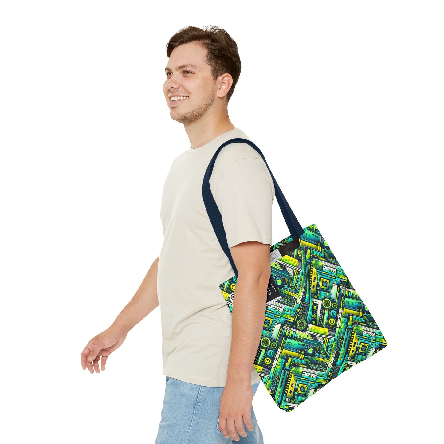 Tech-Infused Neon Tech-Forward Streetwear Tote Bag - 8404 Design-52