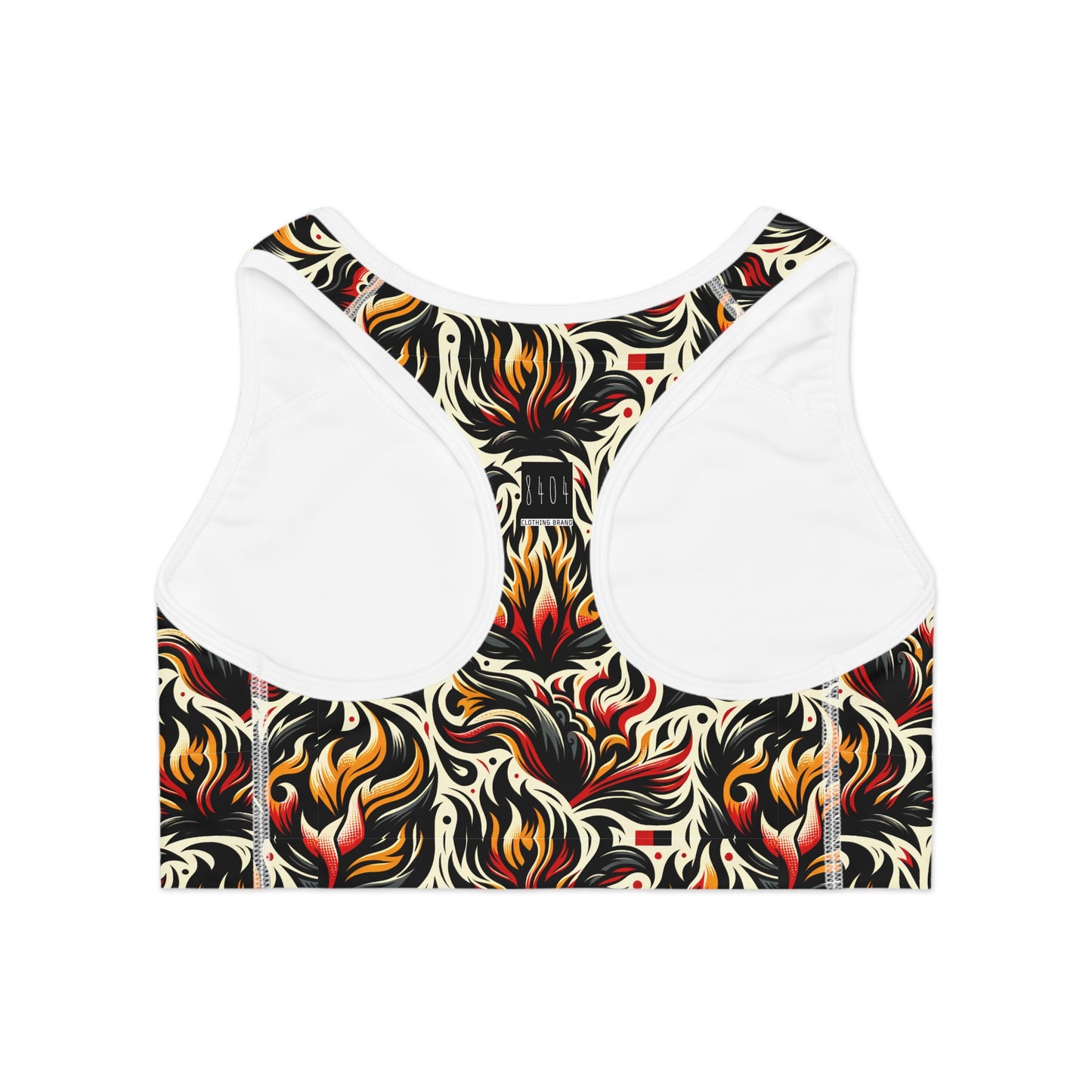Fire & Flames Bold Streetwear Statement Sports Bra - 8404 Design-57