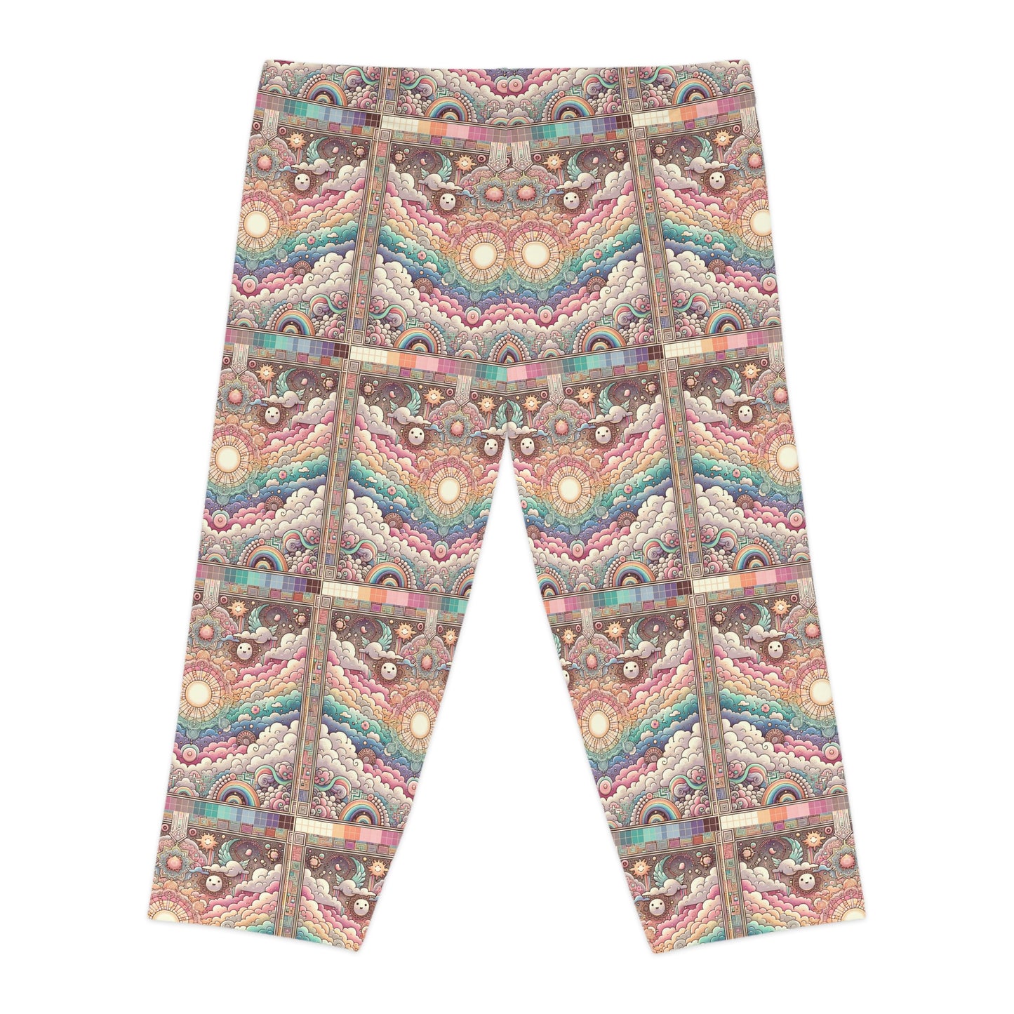 Digital Dreamland Whimsical and Nostalgic Streetwear With a Digital Twist Women's Capri Leggings - 8404 Design-56