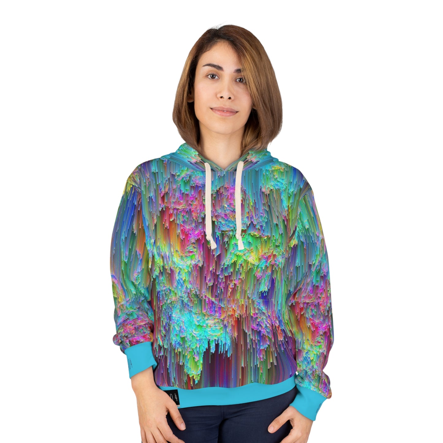 8404's Unisex Adult "trippy Rainfall in Teal" Fashion Pullover Hoodie