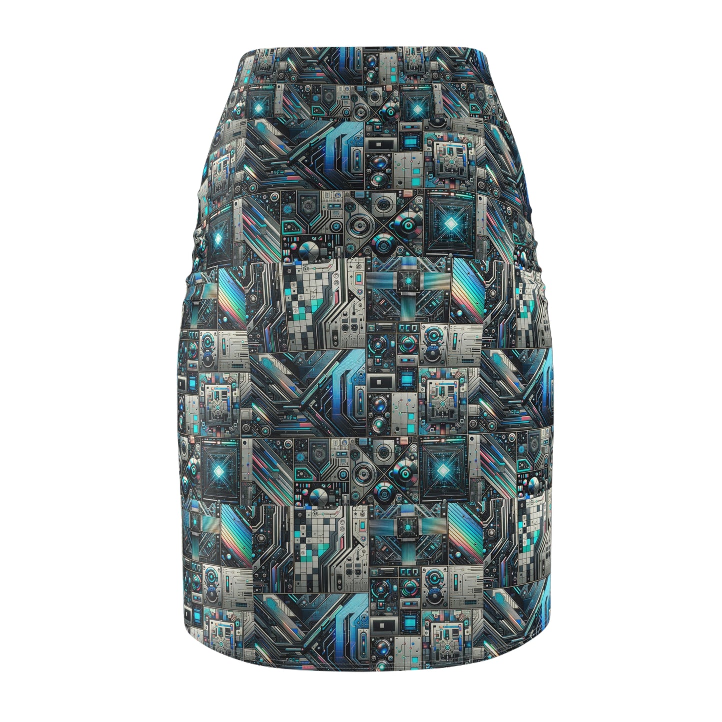 Tech-Infused Futurism Sleek Tech Edge Women's Pencil Skirt - 8404 Design-48