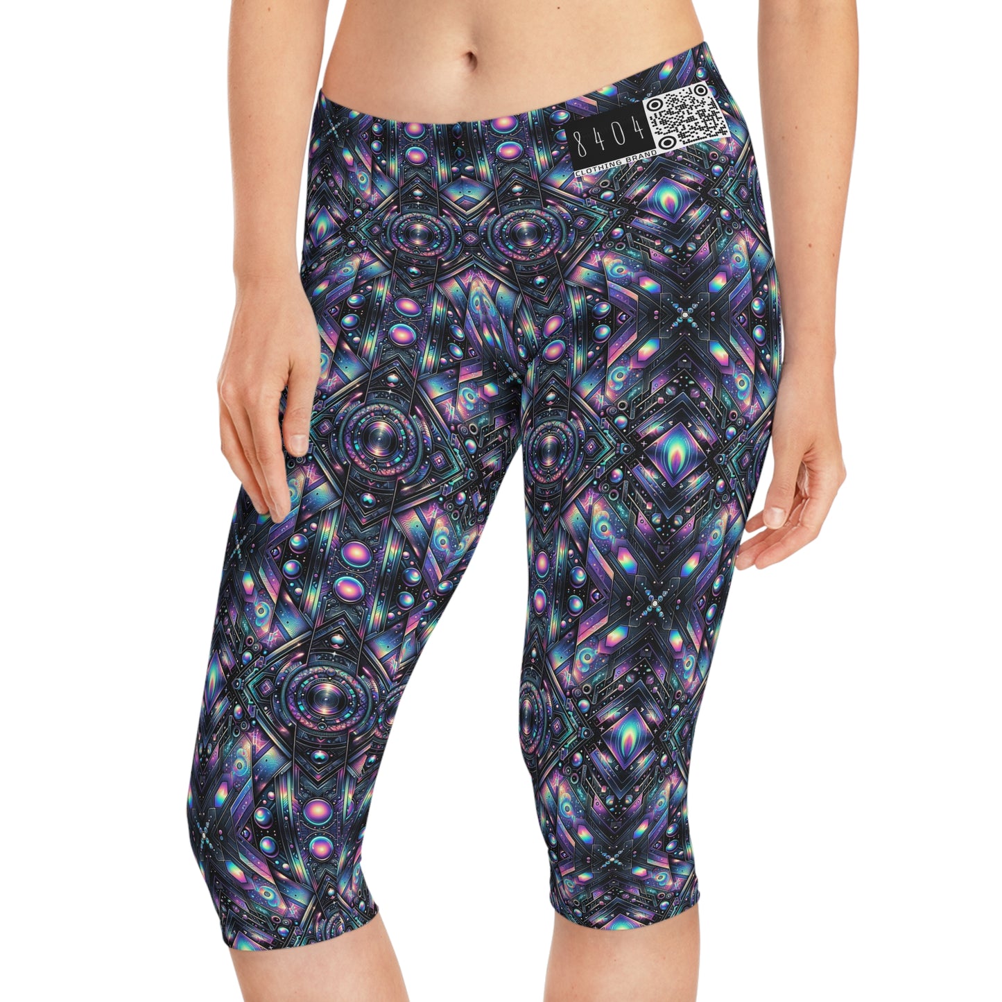 Galactic Hues Tech-Forward Cosmic Fusion Women's Capri Leggings - 8404 Design-58
