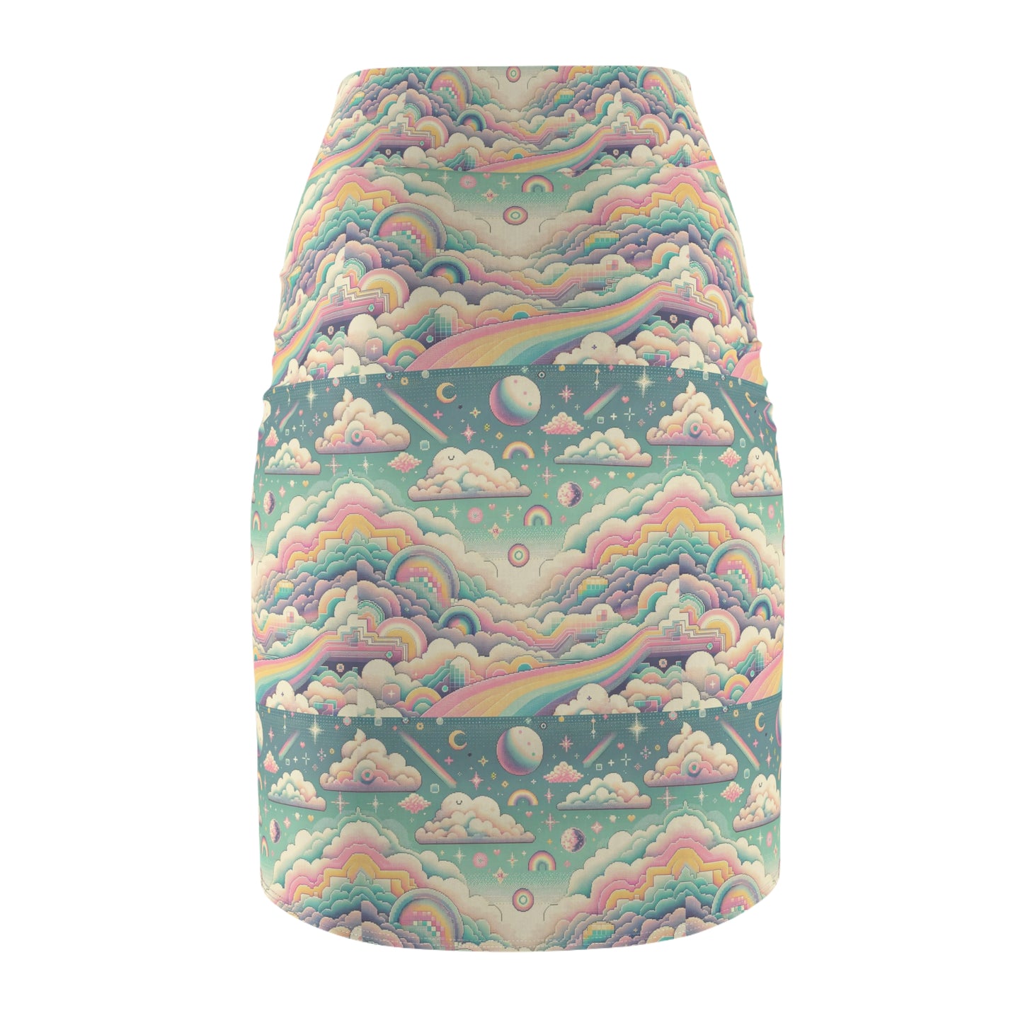 Digital Dreamland Whimsical and Nostalgic Streetwear With a Digital Twist Women's Pencil Skirt - 8404 Design-65