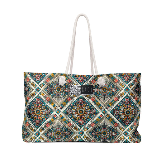 Cultural Fusion Tech Blend of Cultural Heritage With Tech-Inspired Elements Weekender Bag - 8404 Design-64