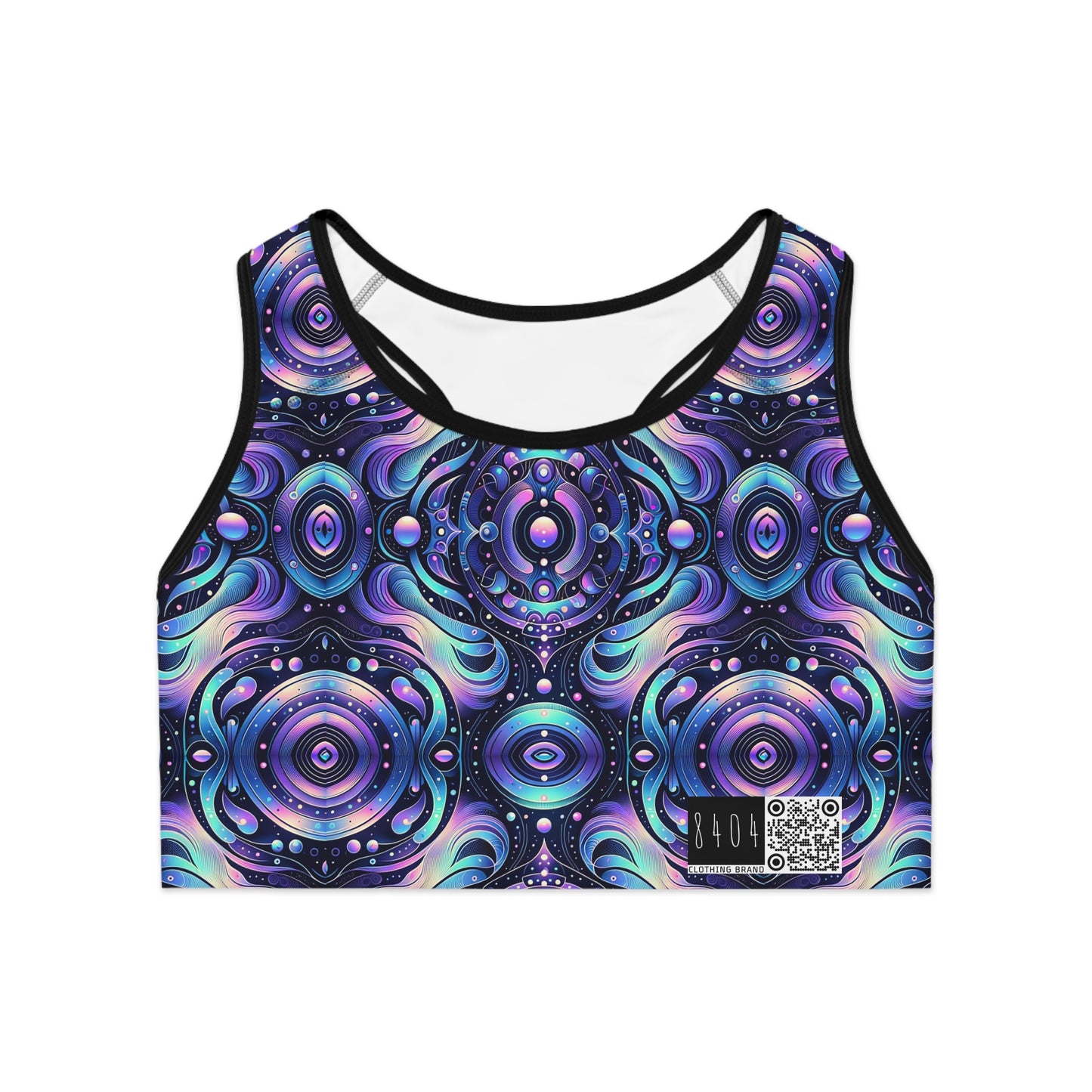Iridescent Tech Fusion Tech-Forward Streetwear Sports Bra - 8404 Design-62