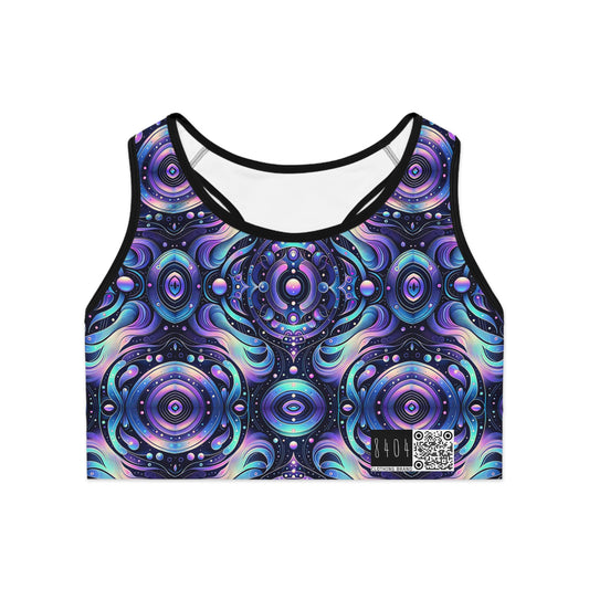 Iridescent Tech Fusion Tech-Forward Streetwear Sports Bra - 8404 Design-62