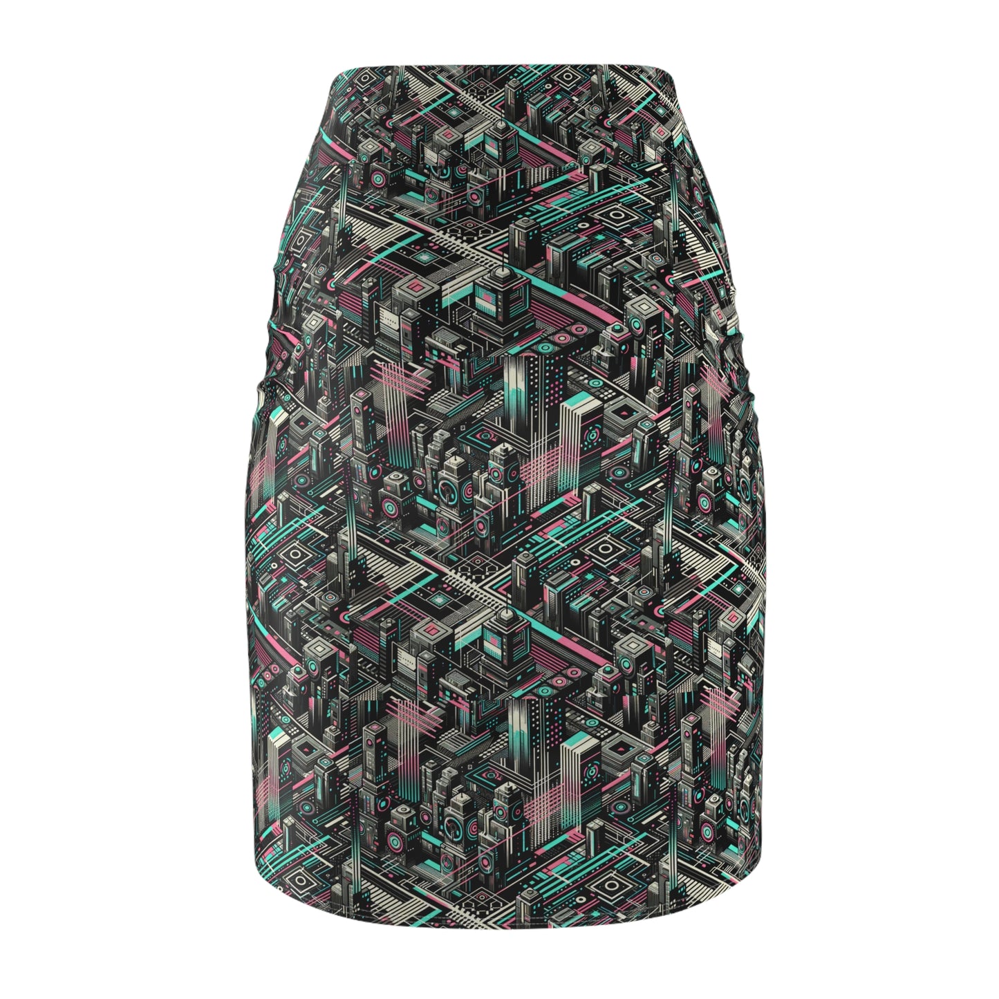 Digital Dreamland Tech-Inspired Streetwear Women's Pencil Skirt - 8404 Design-51