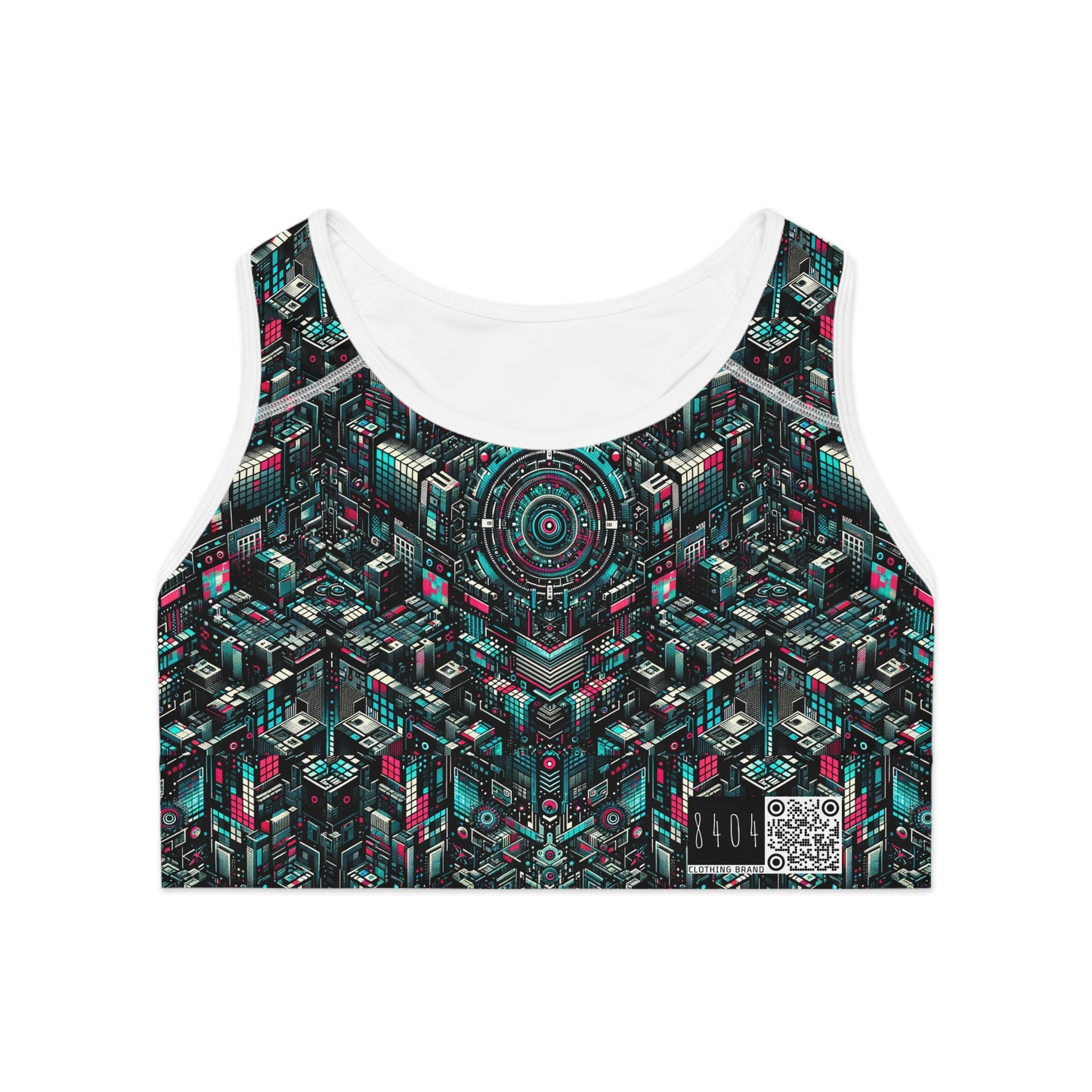 Digital Rebellion Tech-Inspired Streetwear Sports Bra - 8404 Design-54
