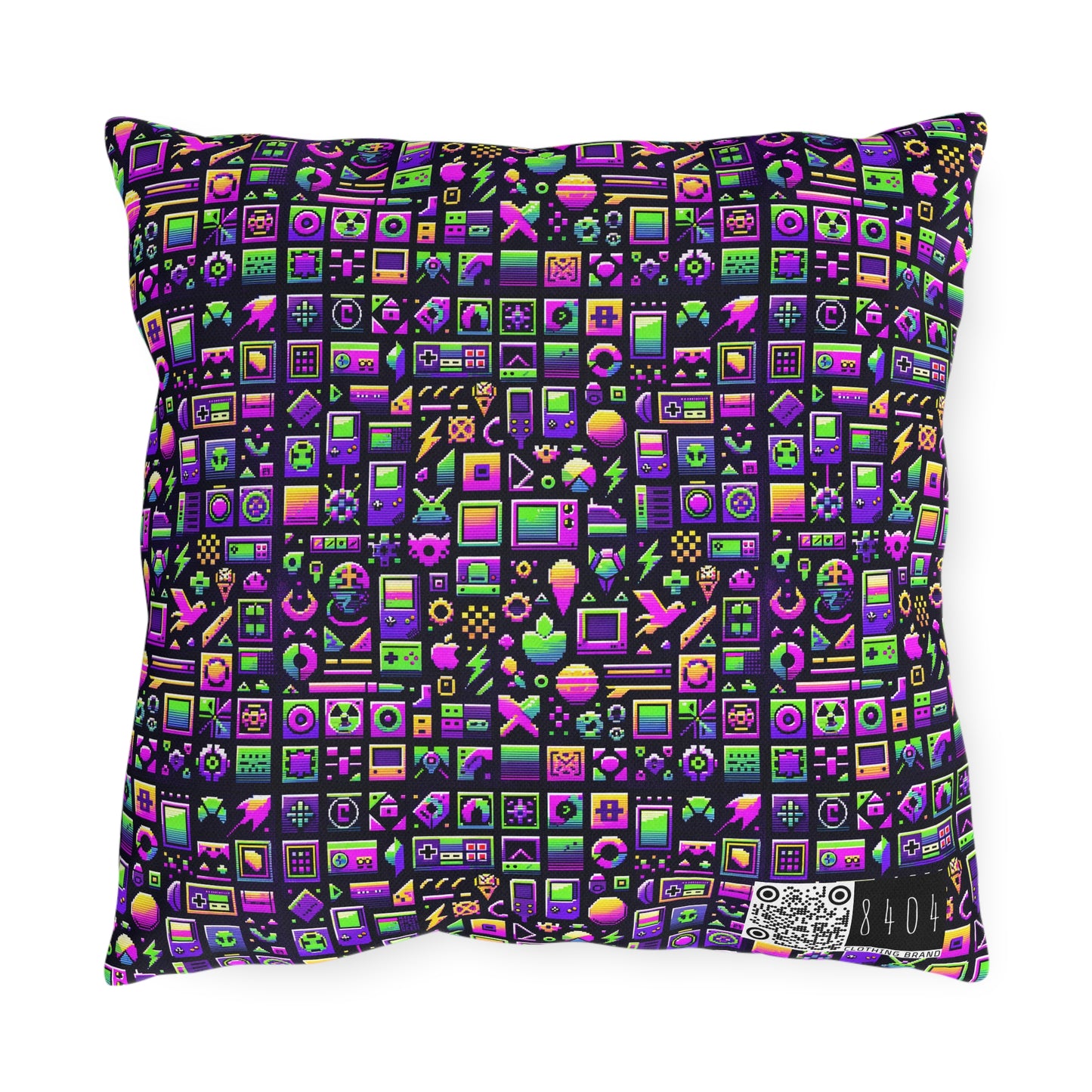 Digital Nostalgia Remix Modern Vintage Fusion Outdoor Pillow - 8404 Design-49