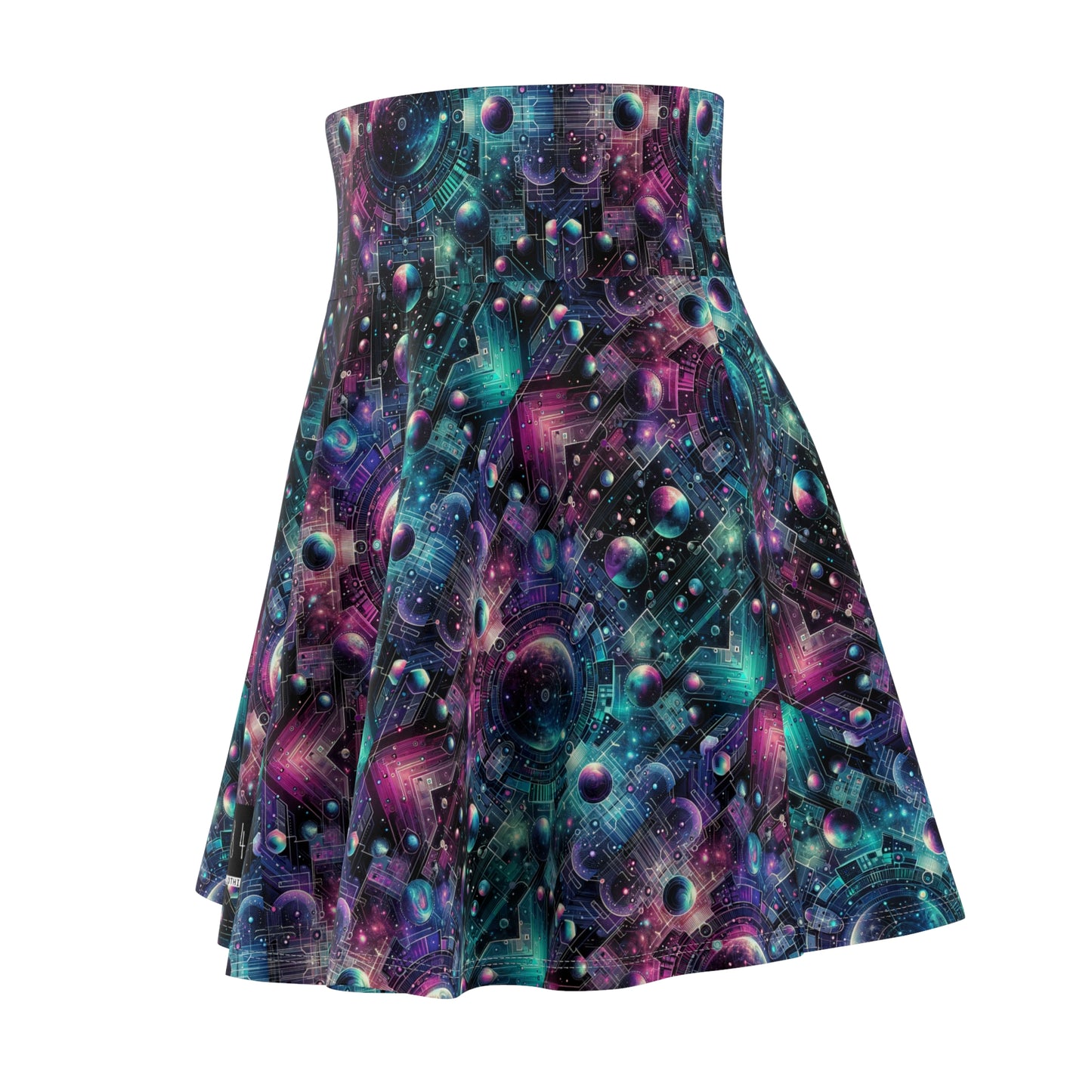 Galactic Hues Tech-Forward Cosmic Fusion Women's Skater Skirt - 8404 Design-59