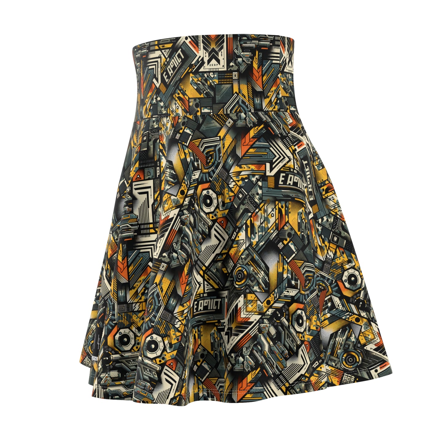 Digital Punk Futuristic Grunge Women's Skater Skirt - 8404 Design-49
