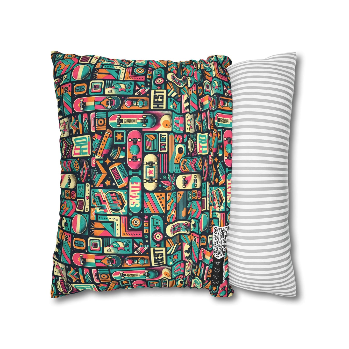 Skate Culture Revival Urban Retro Cool Spun Polyester Square Pillowcase - 8404 Design-61