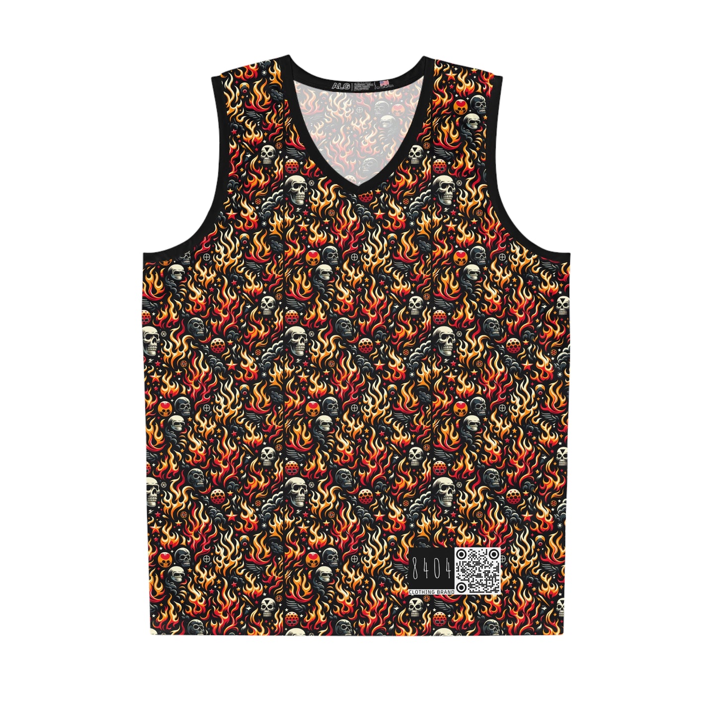 Flame Graphics Maximalist Streetwear Basketball Jersey - 8404 Design-76