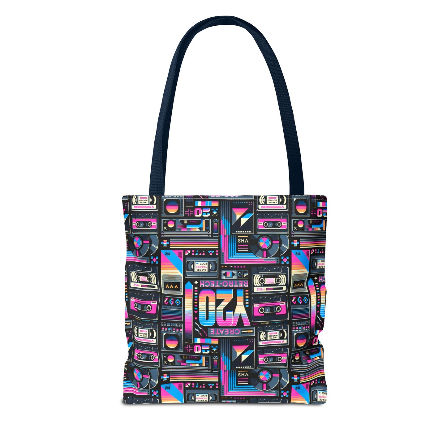 Digital Nostalgia Tech-Inspired Retro Fusion Tote Bag - 8404 Design-65