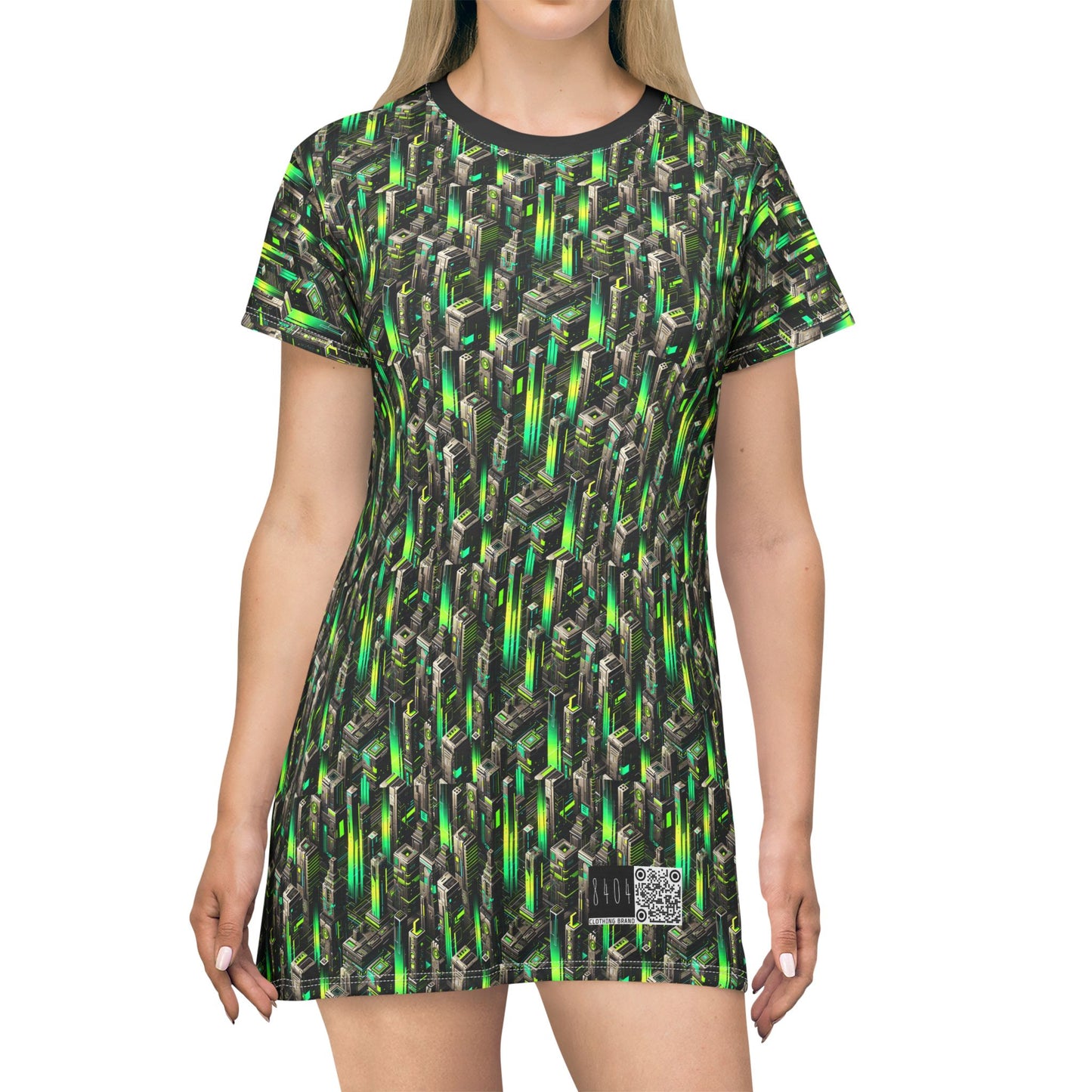 Digital Rebellion Tech-Forward Streetwear T-Shirt Dress - 8404 Design-63