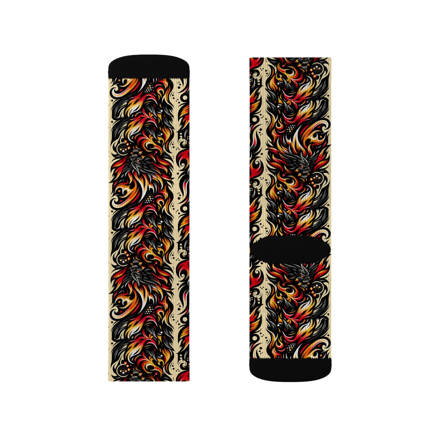 Flame Graphics Maximalist Streetwear Sublimation Socks - 8404 Design-65