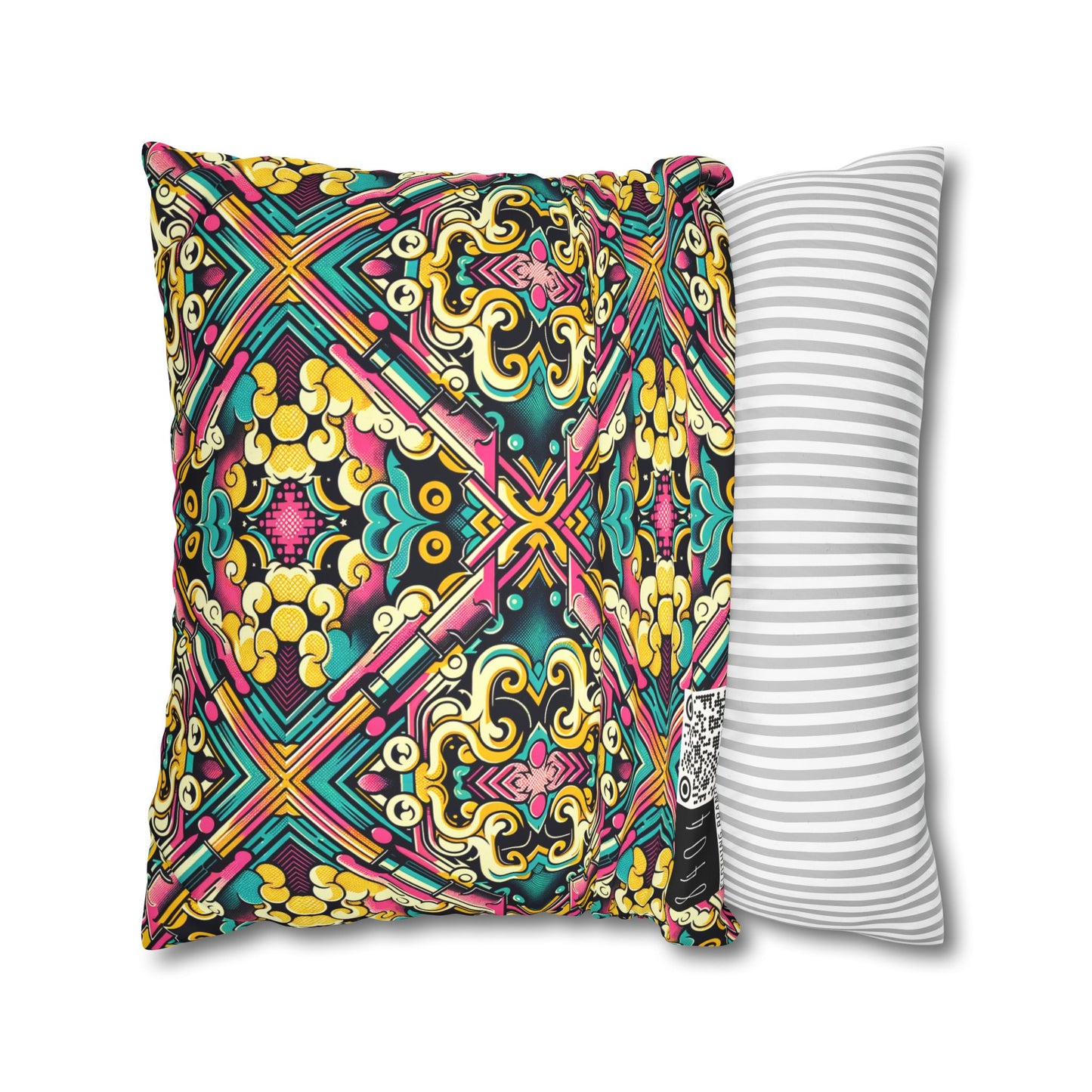 Neon Pop Art Revival Pop Culture Retro Faux Suede Square Pillowcase - 8404 Design-59