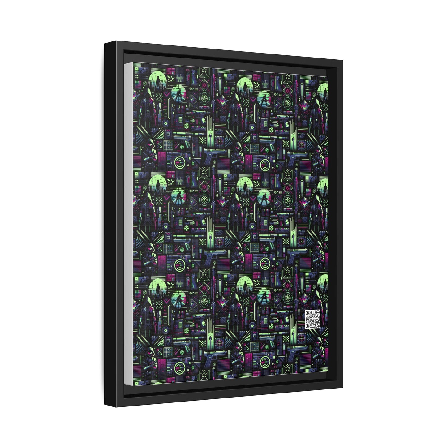 Tech Noir Futuristic Cyberpunk Matte Canvas, Framed (multi-Color) - 8404 Design-63 A