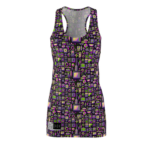 Digital Nostalgia Remix Modern Vintage Fusion Women's Cut & Sew Racerback Dress - 8404 Design-67