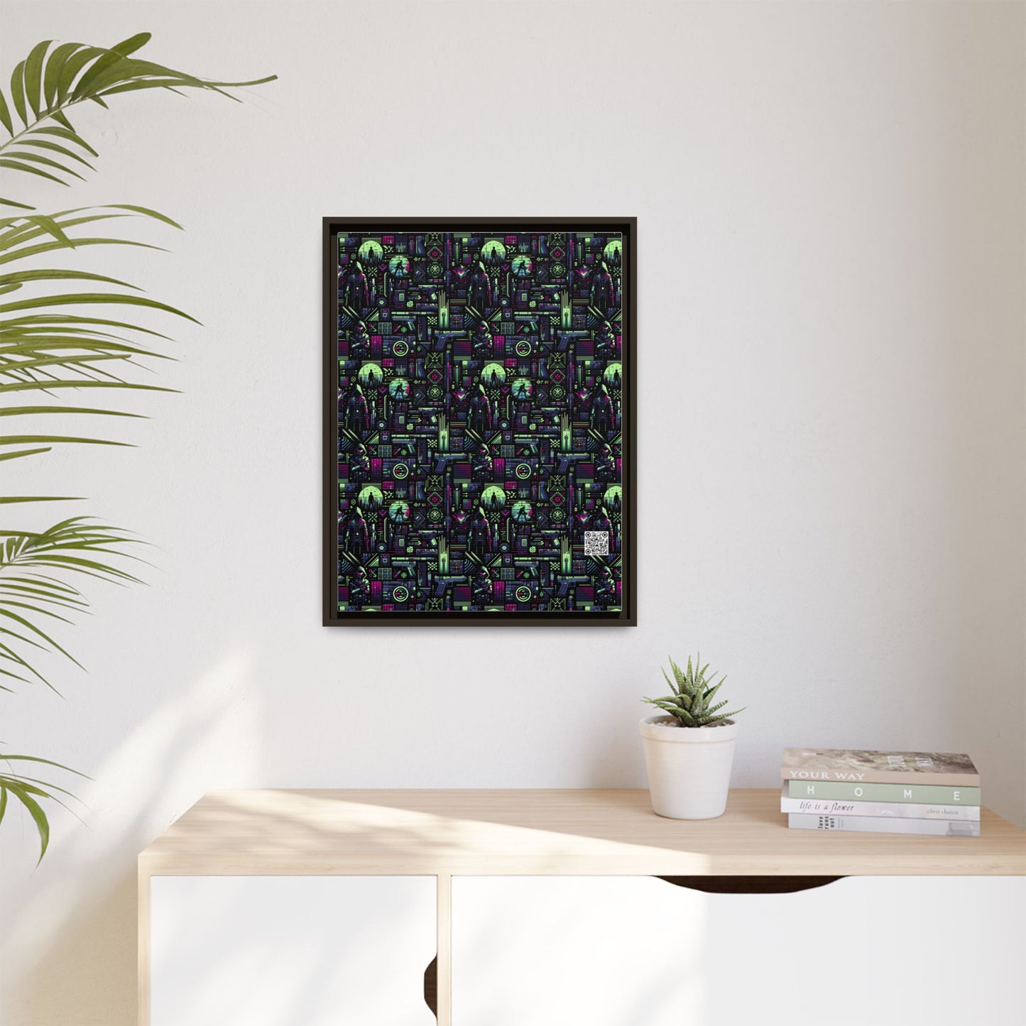 Tech Noir Futuristic Cyberpunk Matte Canvas, Framed (multi-Color) - 8404 Design-63 A