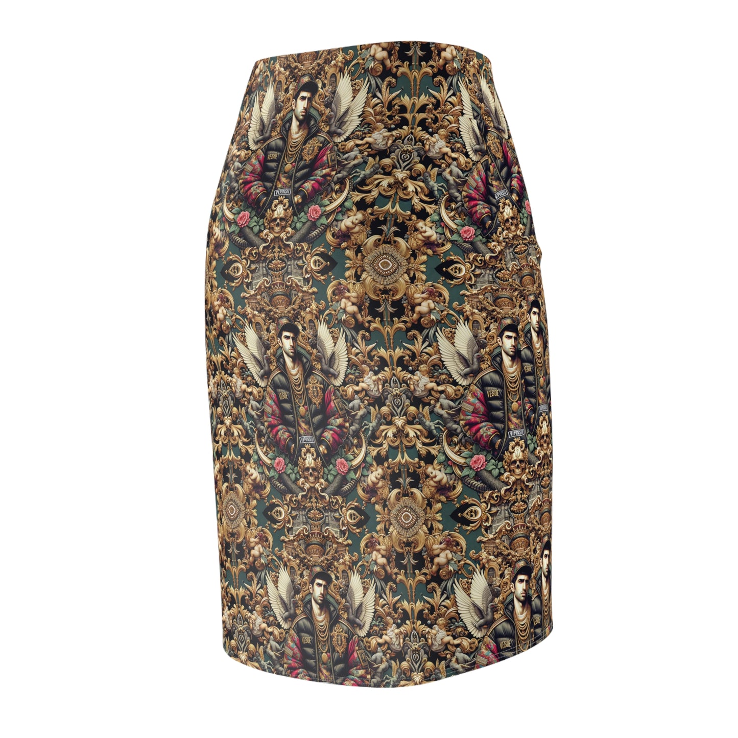Digital Renaissance Luxurious With a Modern Twist Women's Pencil Skirt - 8404 Design-59